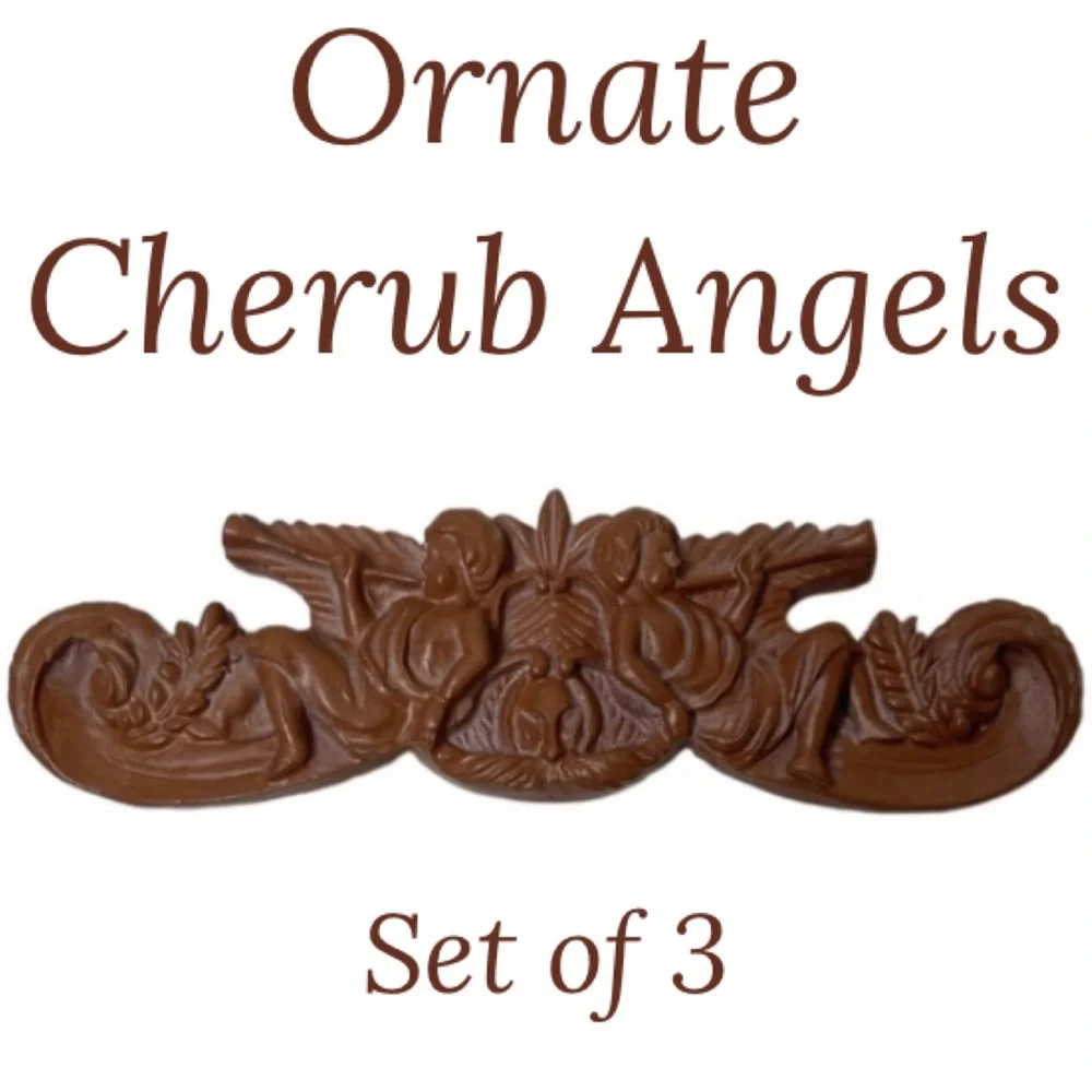Vintage Angels Cherub Ornate Victorian Carved Resin Art Handcrafted Ornaments